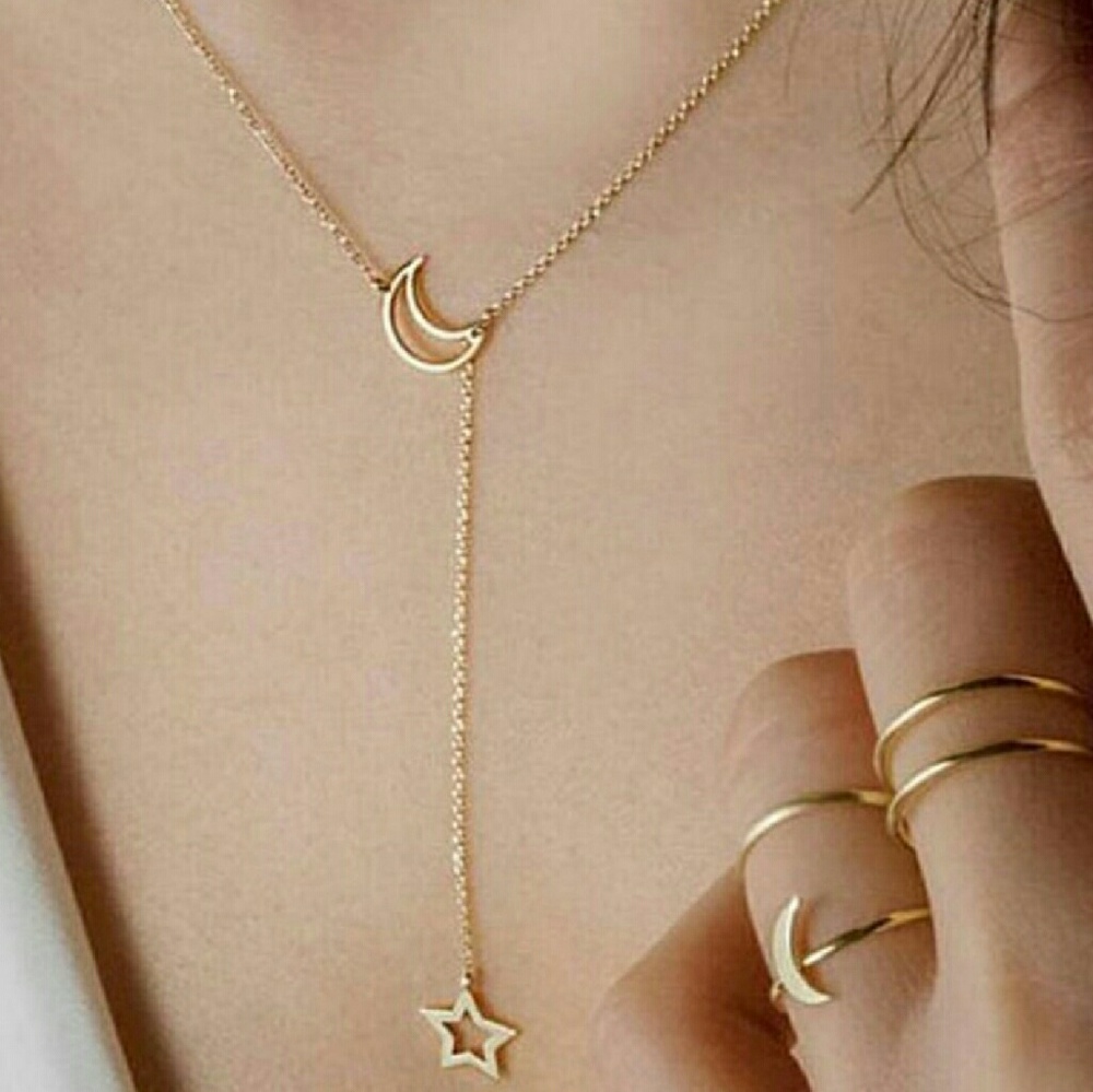 🔥2 FOR $15!🔥🌼 Moon & Star Drop Necklace 🌼